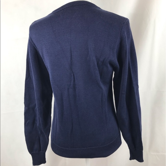 Navy Cotton Holiday Long Sleeve Sweater Sz M - Picture 4 of 8